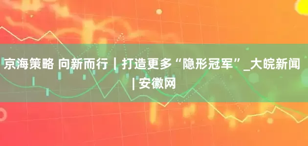京海策略 向新而行｜打造更多“隐形冠军”_大皖新闻 | 安徽网